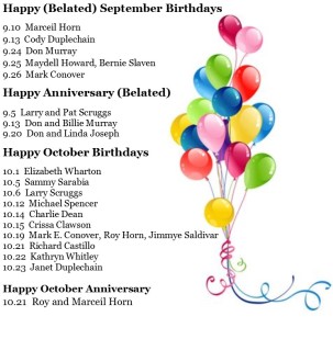 Sept & Oct Birthdays